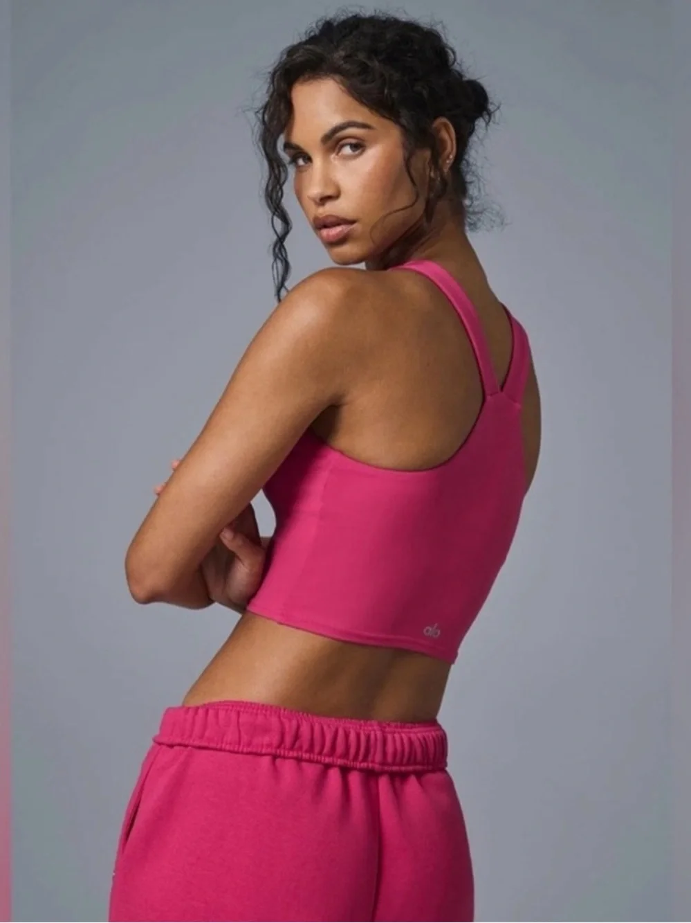 Alo Airbrush A Real Dark Raspberry Pink Bra Tank - Small